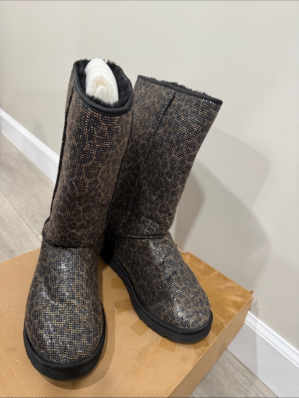 UGG Metallic Black & Gold Mid-Calf Women's Boots